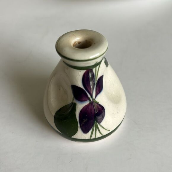 Set of 2 Vintage Devon Violets Miniature Vase Scent Bottle Vase Pottery Britain - Picture 2 of 9